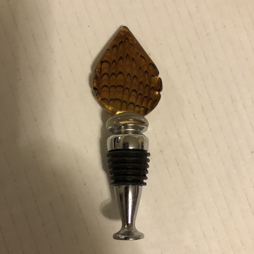 Wine Stopper, Leaf Shaped Glass Wine Stopper Fall Decor Stopper